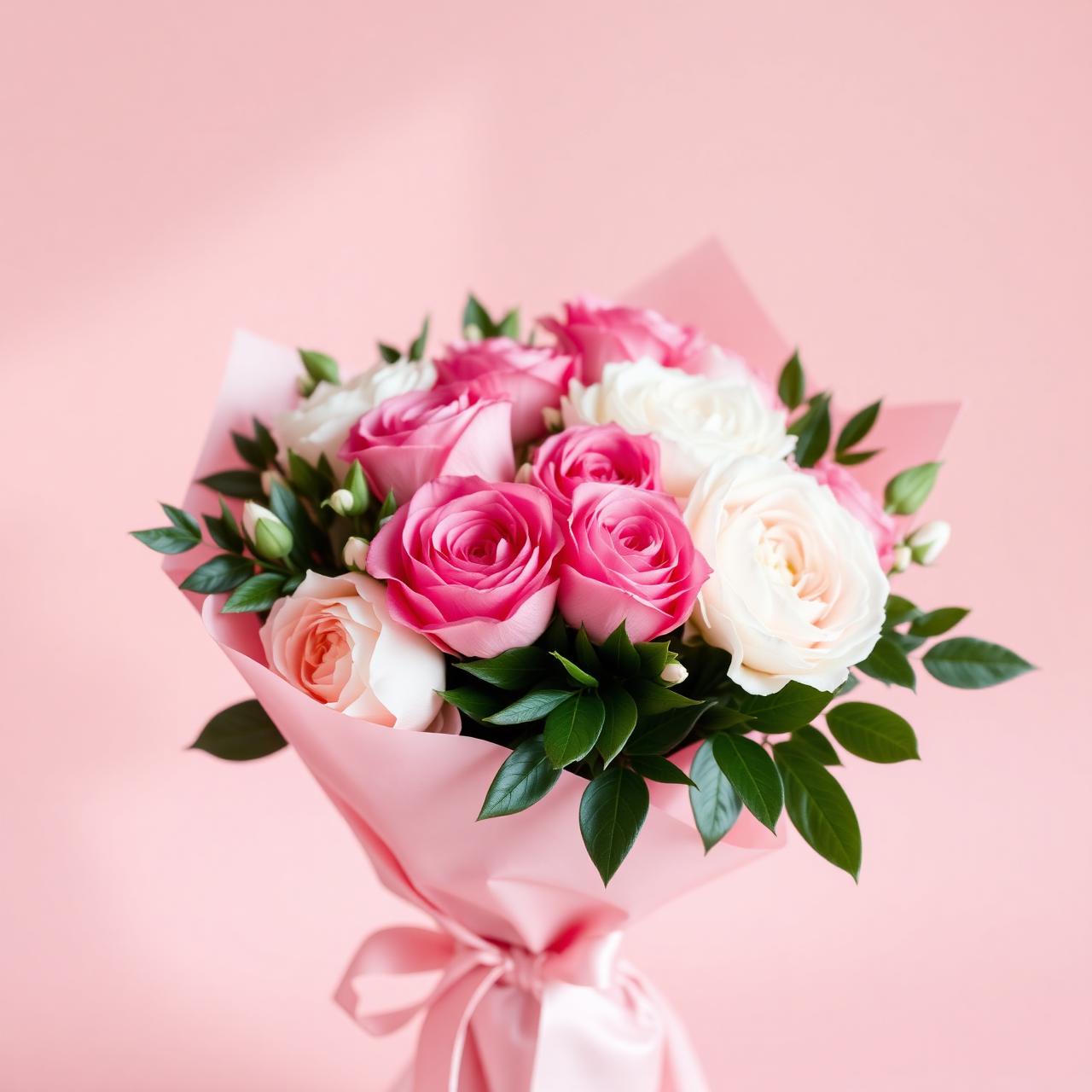 Premium pink and white rose bouquet delivered in Kuwait